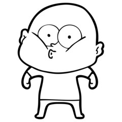cartoon bald man staring