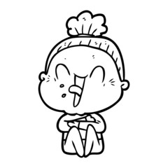 cartoon happy old woman