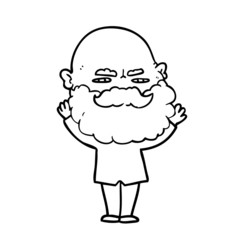 Obraz premium cartoon man with beard frowning