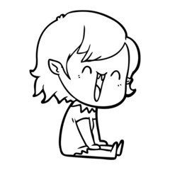 cute cartoon happy vampire girl