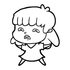 cartoon worried woman