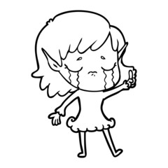 cartoon crying elf girl