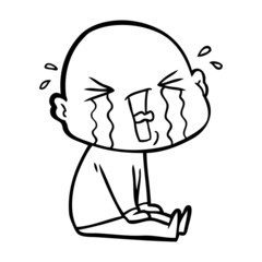 cartoon crying bald man
