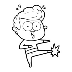 cartoon man kung fu kicking