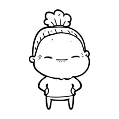 cartoon peaceful old woman