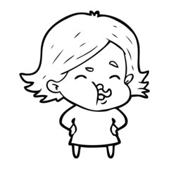 cartoon girl pulling face