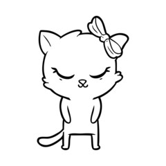 cute cartoon cat with bow