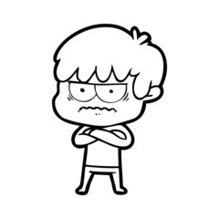 annoyed cartoon boy