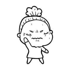 cartoon annoyed old lady