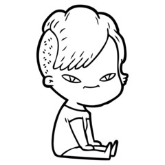 Obraz premium cute cartoon girl with hipster haircut