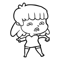 cartoon worried woman