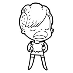 cartoon cool hipster girl talking