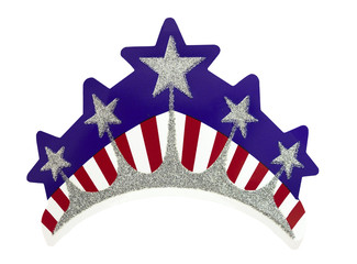 Isolated red, white and blue patriotic costume crown or tiara. © Noel