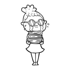 cartoon crying woman wearing spectacles