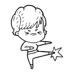 cartoon frustrated woman