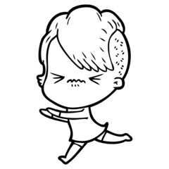 cartoon annoyed hipster girl