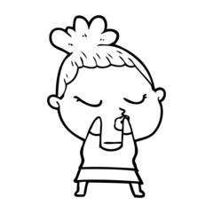 cartoon calm woman