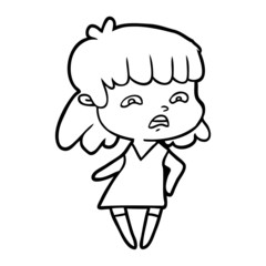 Fototapeta premium cartoon worried woman