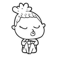 Obraz premium cartoon calm woman