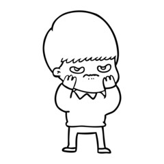 annoyed cartoon boy