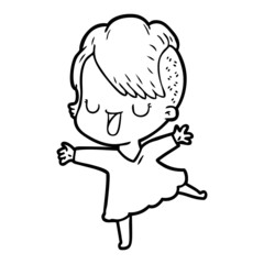 Fototapeta premium cute cartoon girl with hipster haircut