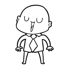 happy cartoon bald man