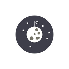 Night at moon with flag