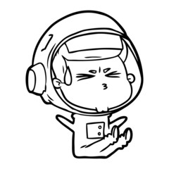 cartoon stressed astronaut
