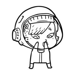 cartoon astronaut woman