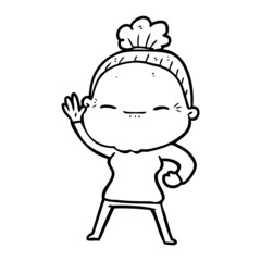 cartoon peaceful old woman