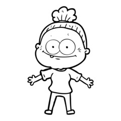cartoon happy old woman