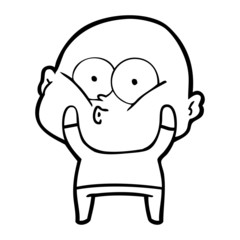 Obraz premium cartoon bald man staring
