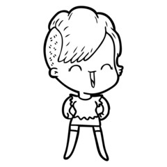 cartoon happy hipster girl