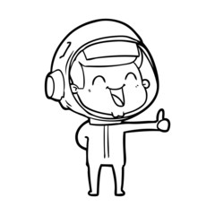 happy cartoon astronaut
