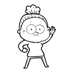 Obraz premium cartoon happy old woman