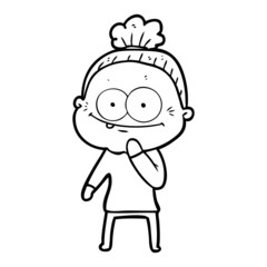 cartoon happy old woman