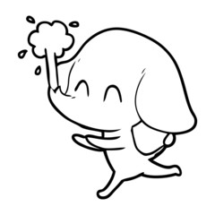 cute cartoon elephant spouting water