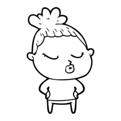 cartoon calm woman