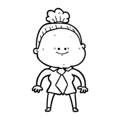 cartoon happy old woman