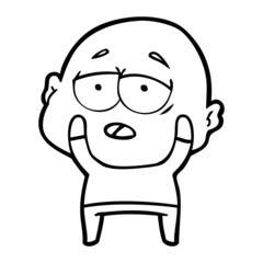 cartoon tired bald man