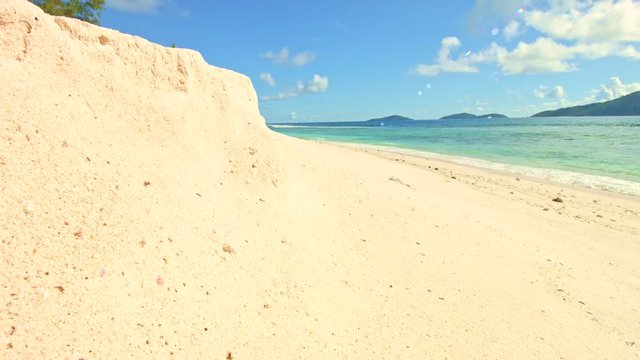 Dolly shot: Anse fourmis, La Digue Island, Seychelles