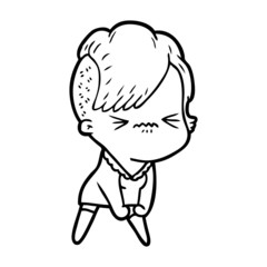 Fototapeta premium cartoon annoyed hipster girl