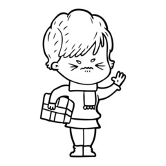cartoon frustrated woman