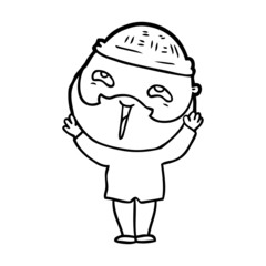 Obraz premium cartoon happy bearded man