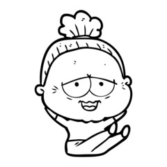Fototapeta premium cartoon happy old lady