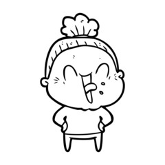 cartoon happy old woman