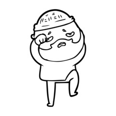 Obraz premium cartoon worried man with beard