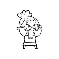 cartoon woman wearing glasses