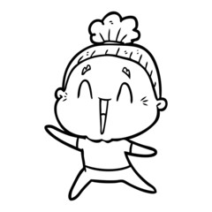cartoon happy old lady