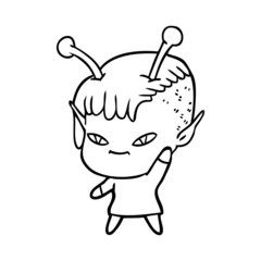 cute cartoon alien girl